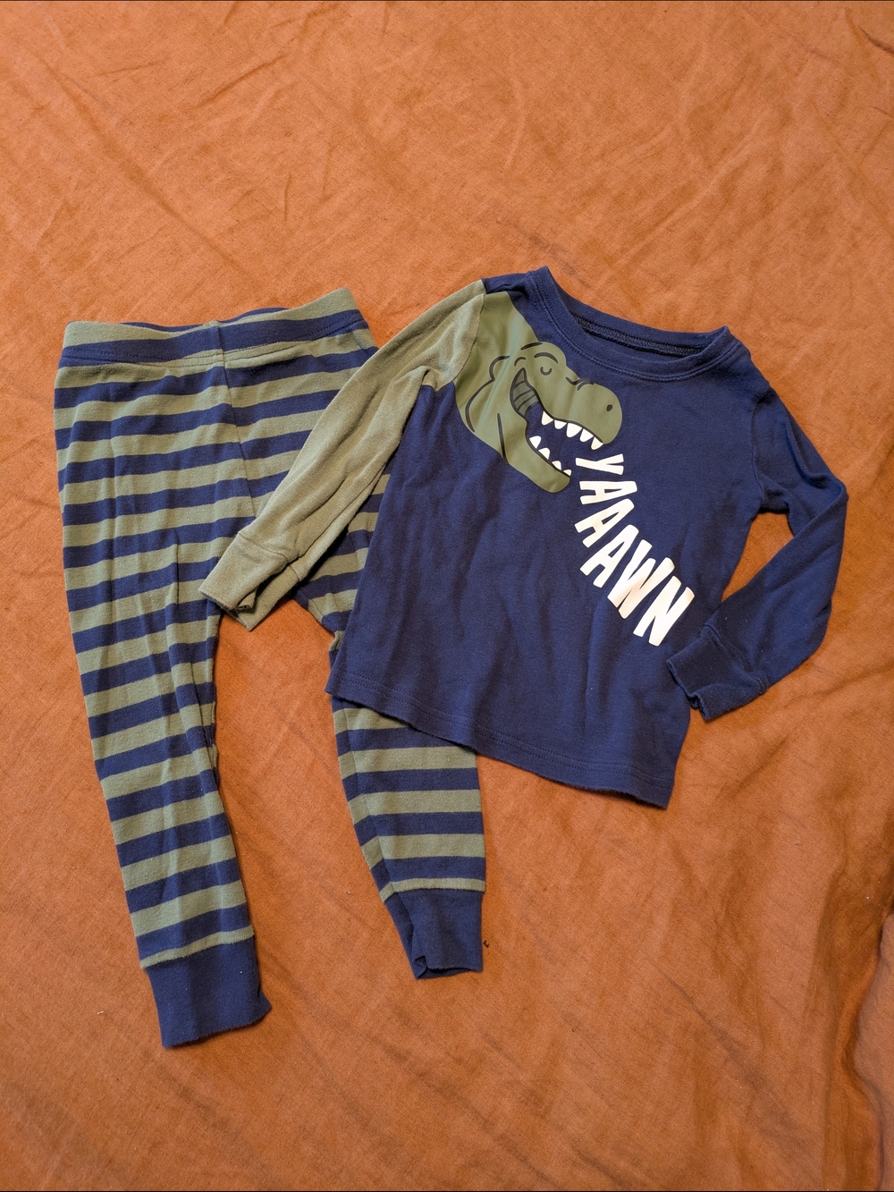 Toddler Navy and Olive Dinosaur Pajama Set